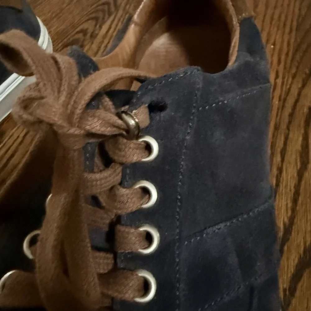 Peter Millar Vantage Suede‎ Sneakers Mens 9.5 Navy Blue Lace Up Retro